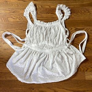 White eyelet Free People top with side ties